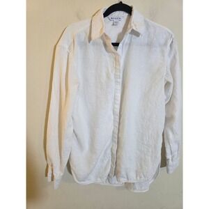 Athleta Playa Linen Shirt White Button Down Long Sleeve 798735-01 Coastal Beach